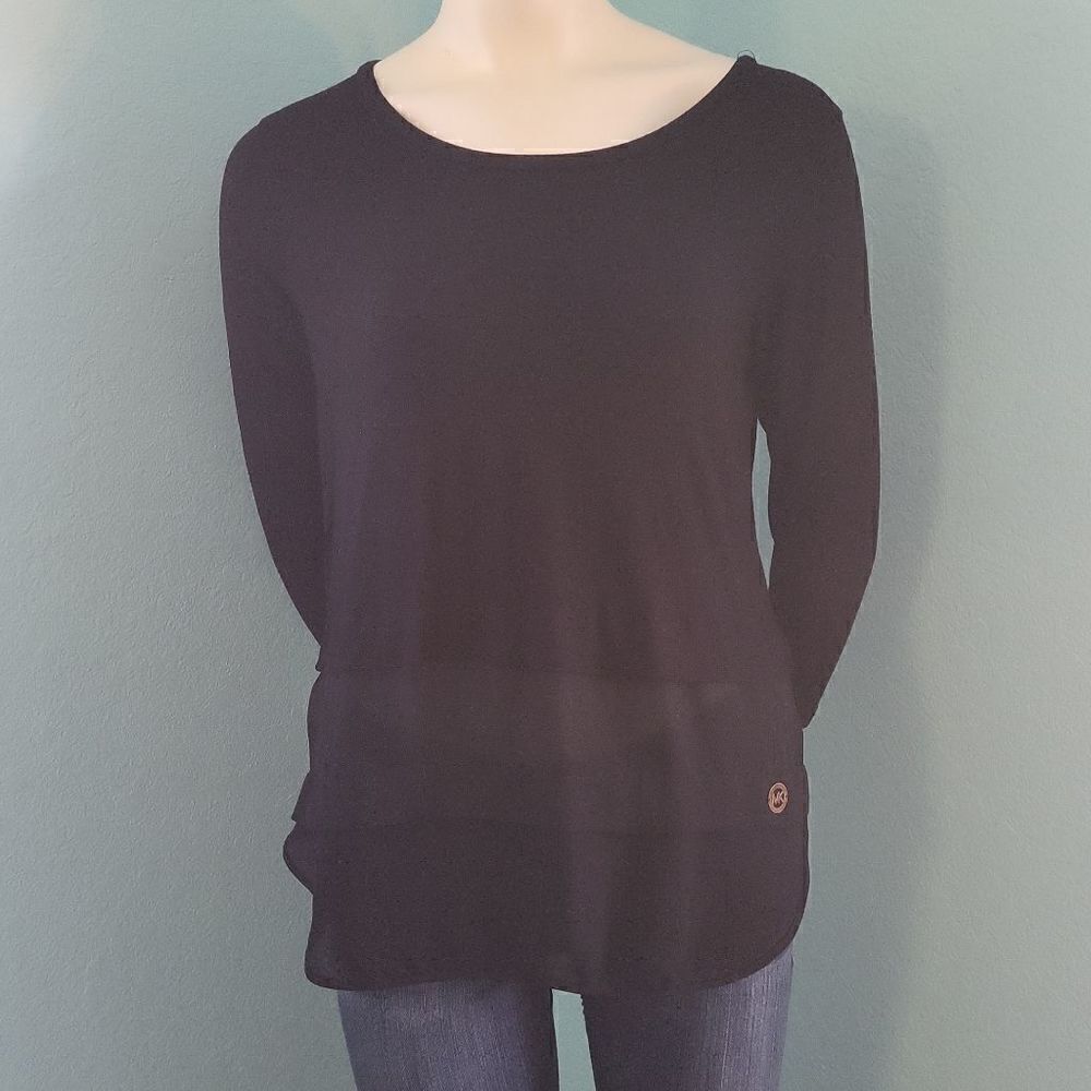 Michael Kors black layered 3/4 sleeve top